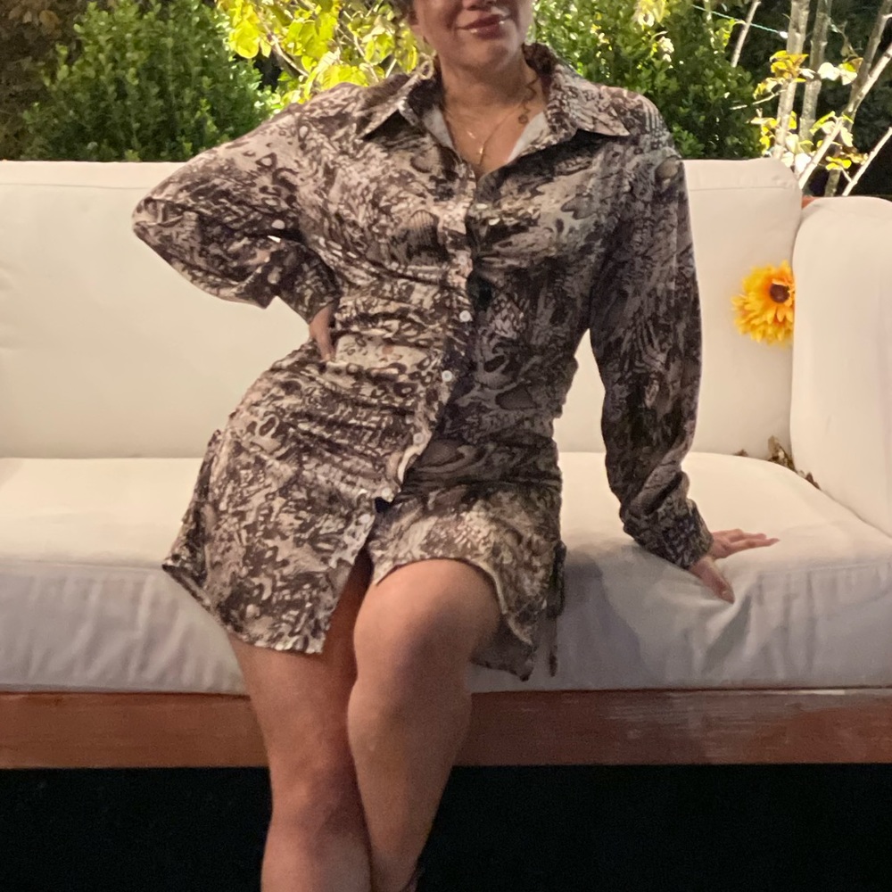 Snake print silk dress